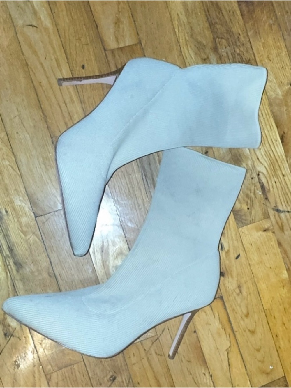 Veronica Beard Cream Pointed Stiletto Sock Boots